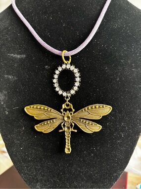 Vintage-Inspired Bronze Dragonfly Pendant Necklace